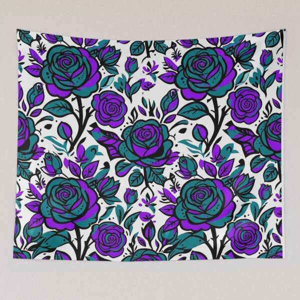 Item preview, Vibrant Purple and Teal Rose Pattern designed and sold by Owcomm.