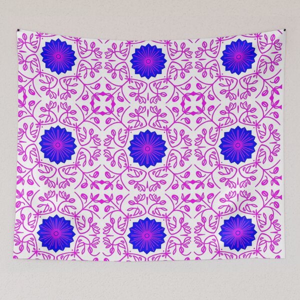Item preview, Vibrant Pink And Blue Floral Pattern designed and sold by Owcomm.