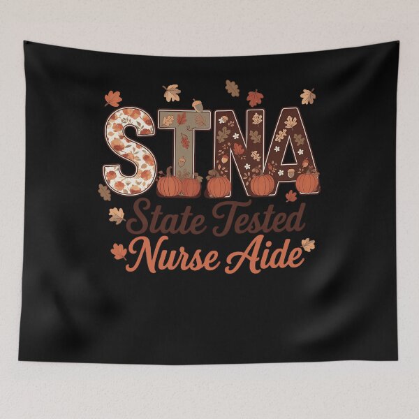Item preview, STNA State Tested Nurse Aide Fall Autumn Pumpkins Leaves Healthcare Worker Fan Apparel designed and sold by Sendowart.
