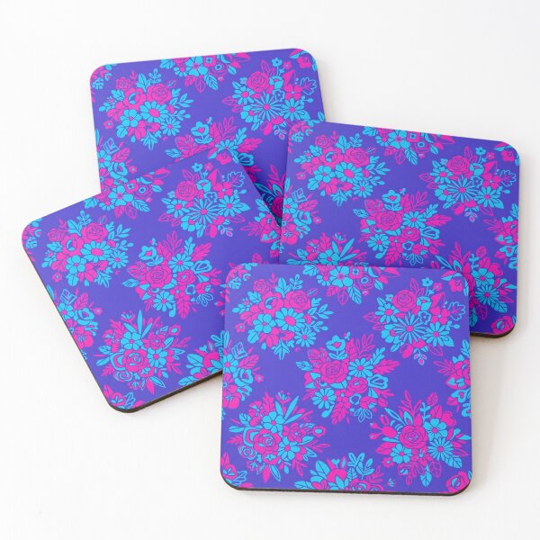 Item preview, Neon Blue And Magenta Floral Pattern designed and sold by Owcomm.