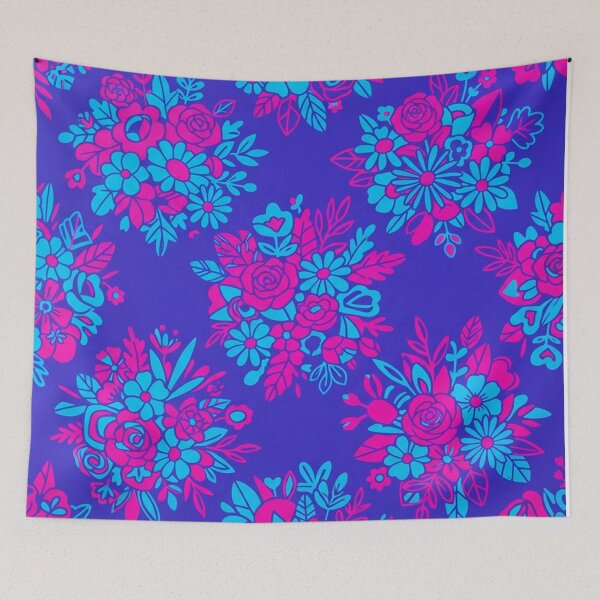Item preview, Neon Blue And Magenta Floral Pattern designed and sold by Owcomm.