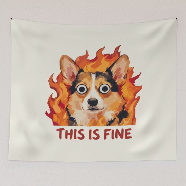 Item preview, Corgi Dog On Fire This Is Fine  designed and sold by Gkinoki.