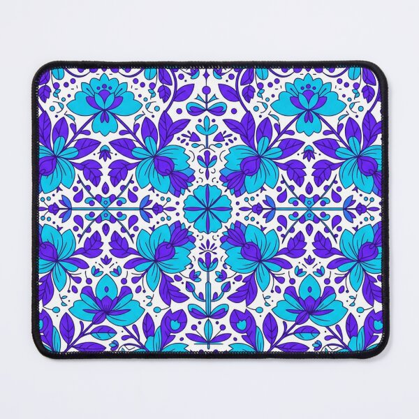 Item preview, Vibrant Blue Floral Folk Art Pattern designed and sold by Owcomm.