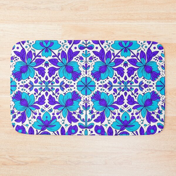 Item preview, Vibrant Blue Floral Folk Art Pattern designed and sold by Owcomm.