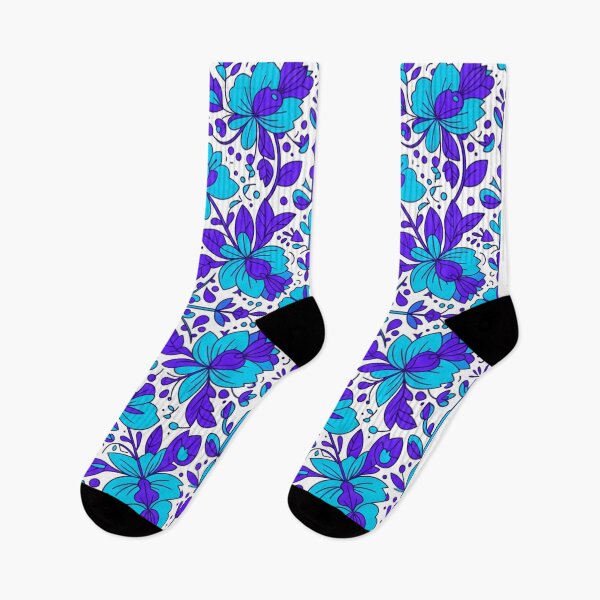 Item preview, Vibrant Blue Floral Folk Art Pattern designed and sold by Owcomm.