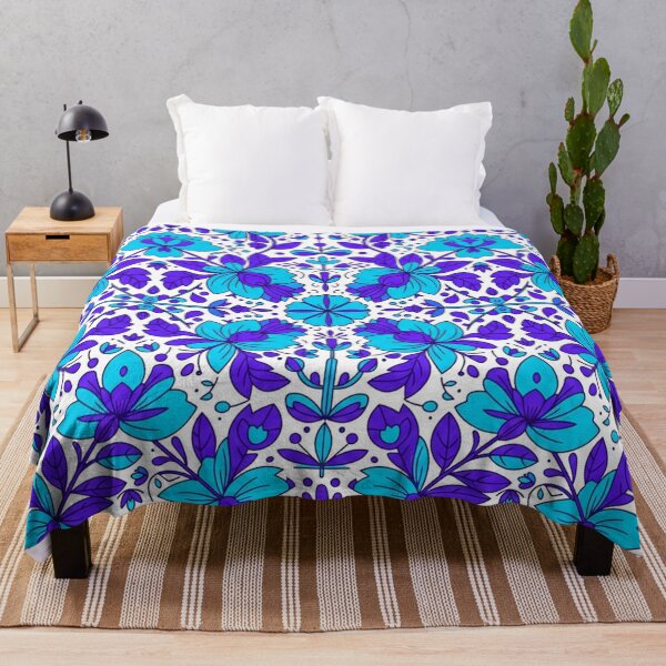 Item preview, Vibrant Blue Floral Folk Art Pattern designed and sold by Owcomm.