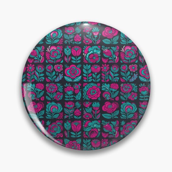 Item preview, Pink and Teal Floral Folk Pattern designed and sold by Owcomm.