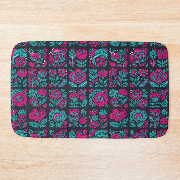 Item preview, Pink and Teal Floral Folk Pattern designed and sold by Owcomm.