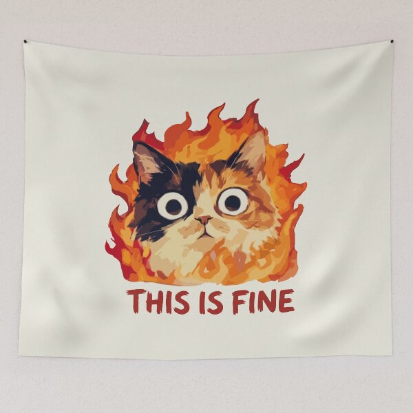 Item preview, Fluffy Cat On Fire This Is Fine  designed and sold by Gkinoki.