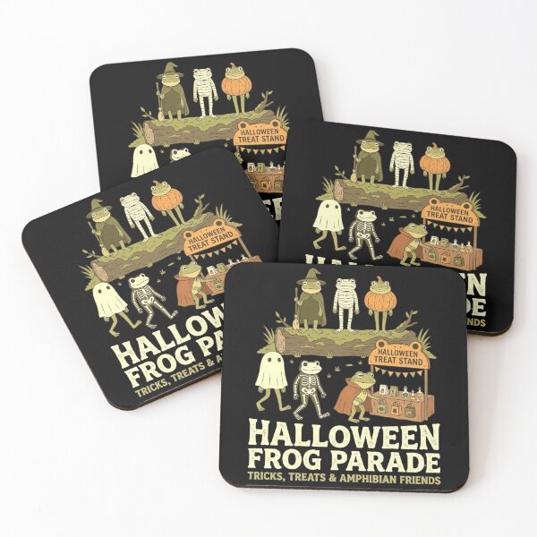 Item preview, Halloween Frog Parade Tricks Treats and Amphibian Friends Funny Design designed and sold by MiALopezArt.