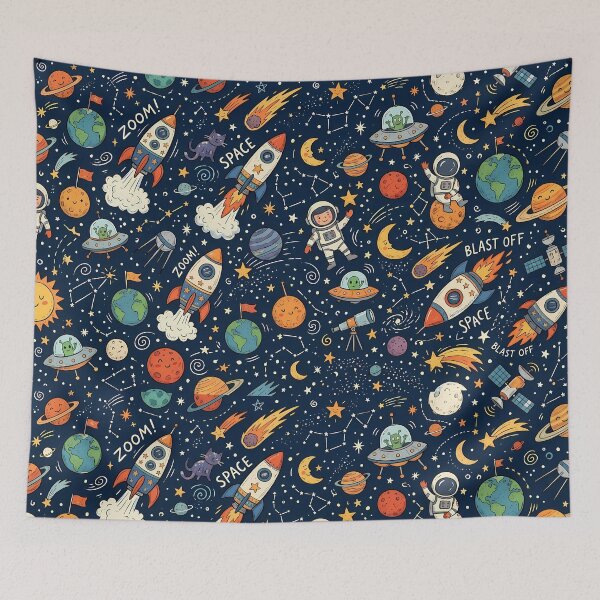 Item preview, OVNI Cute Hand Drawn Doodle Seamless Pattern Collection designed and sold by ART ATTACK ZONE.