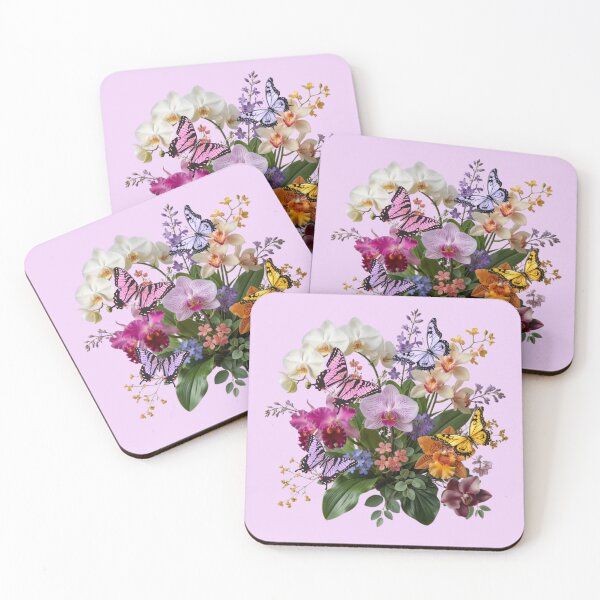 Item preview, Colorful Orchid Garden with Butterflies – Floral Botanical Art designed and sold by Classic Chaos Creations.