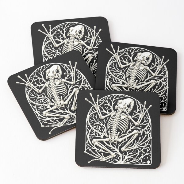 Item preview, Gothic Frog Skeleton Botanical Frame Dark Nature Design designed and sold by MiALopezArt.