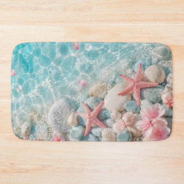 Item preview, Kawaii Coastal Beach Life Cute Starfish and Ocean Waves  designed and sold by Palette & Hue.