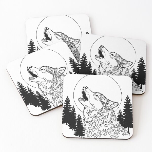 Item preview, Husky Howling At A Full Moon - Line art Design designed and sold by larbimalki.