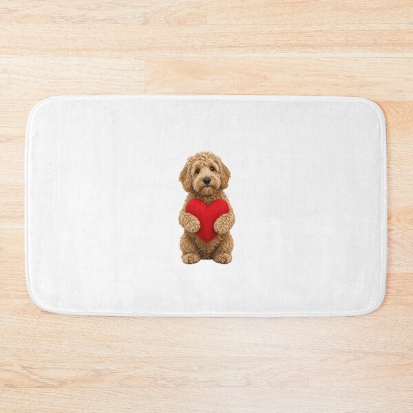Item preview, Cute Apricot Goldendoodle Hugging Red Heart designed and sold by Greta Lobodzinska.
