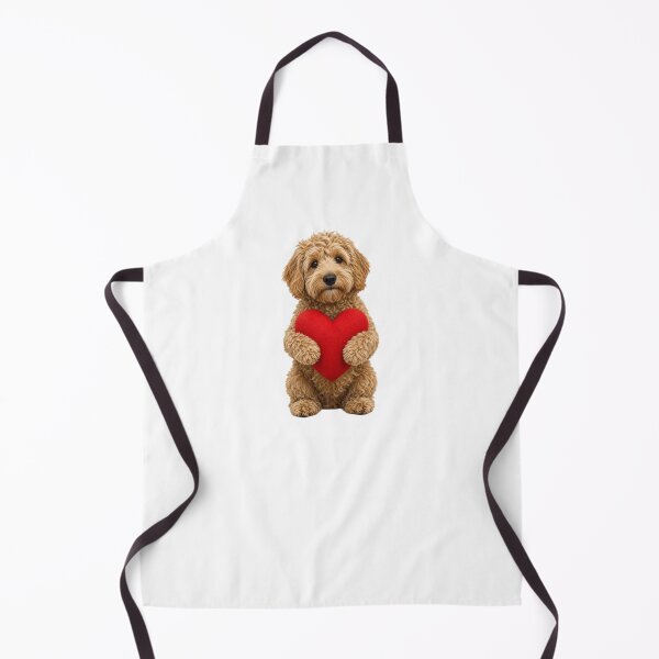 Item preview, Cute Apricot Goldendoodle Hugging Red Heart designed and sold by Greta Lobodzinska.