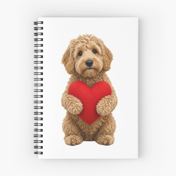 Item preview, Cute Apricot Goldendoodle Hugging Red Heart designed and sold by Greta Lobodzinska.