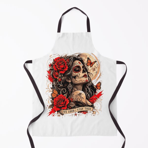 Item preview, Gothic Catrina Design with Red Roses and Monarch Butterflies - Live Loud Stay True designed and sold by victorstudioart.