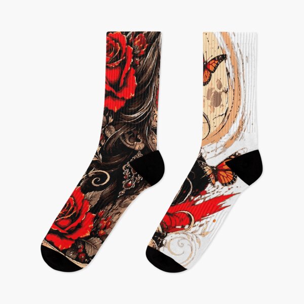 Item preview, Gothic Catrina Design with Red Roses and Monarch Butterflies - Live Loud Stay True designed and sold by victorstudioart.