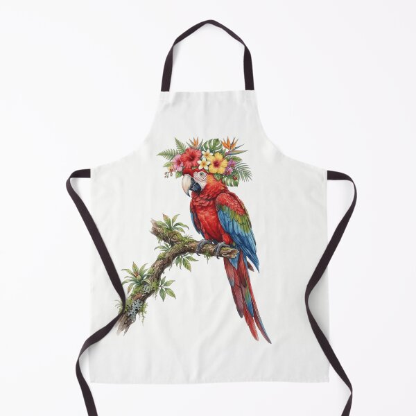 Item preview, Parrot Wearing Tropical Flower Crown Perched - Watercolor Design designed and sold by larbimalki.