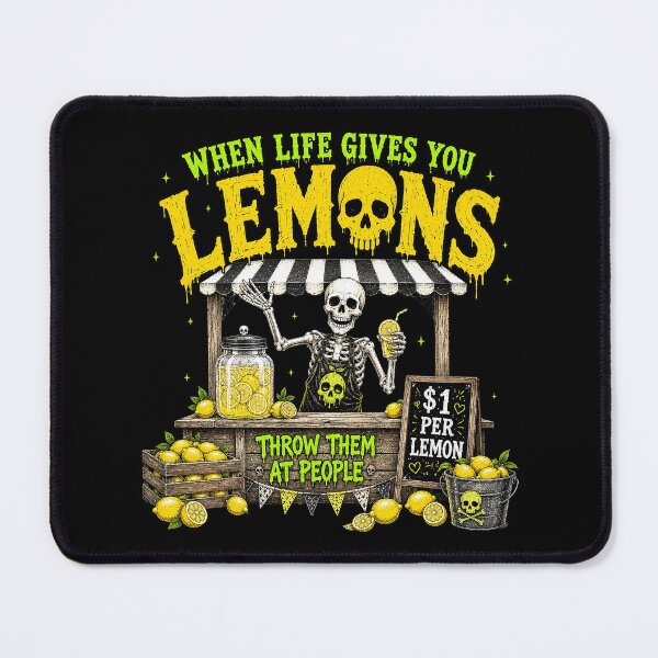 Item preview, When Life Gives You Lemons Throw Them At People Skeleton Lemonade Stand designed and sold by DAM Creative ⭐⭐⭐⭐⭐.