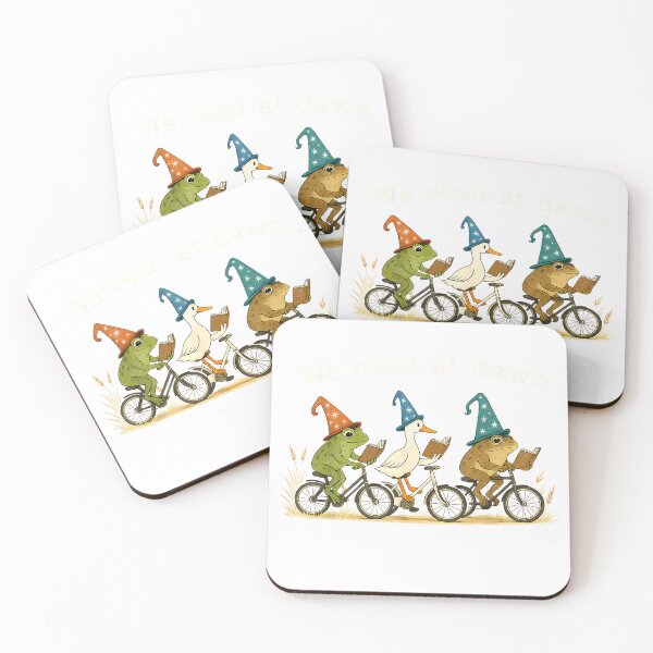Item preview, We Read At Dawn Funny Book Lover Frog Duck Cycling Bookish T-Shirt designed and sold by Magoya Store ⭐⭐⭐⭐⭐.