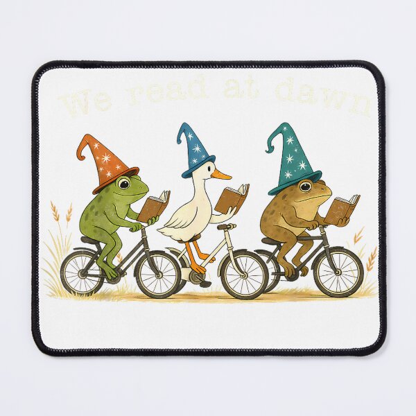 Item preview, We Read At Dawn Funny Book Lover Frog Duck Cycling Bookish T-Shirt designed and sold by Magoya Store ⭐⭐⭐⭐⭐.