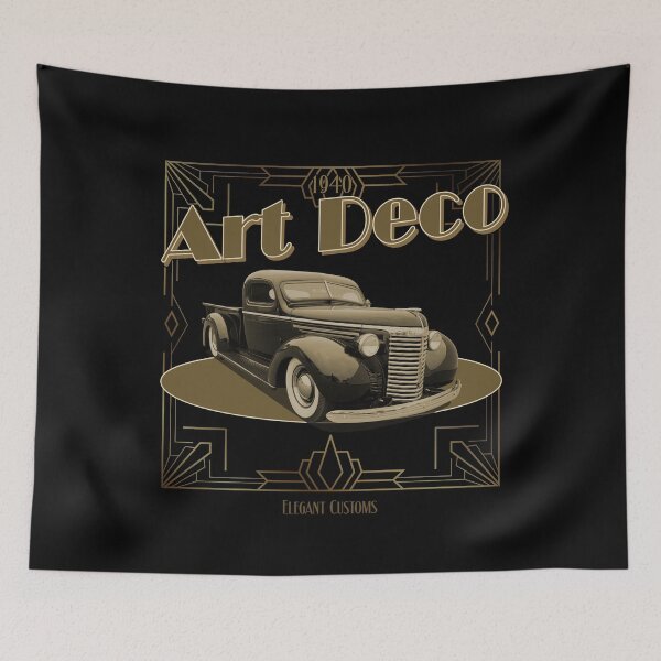 Item preview, 1940 Truck Chopped Art Deco with text Lowrider, Kustom, Hot Rod, Muscle Car designed and sold by Elegant Customs.