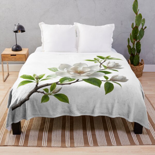 Item preview, Elegant 3D White Magnolia Blossom Botanical Branch designed and sold by meghnad.