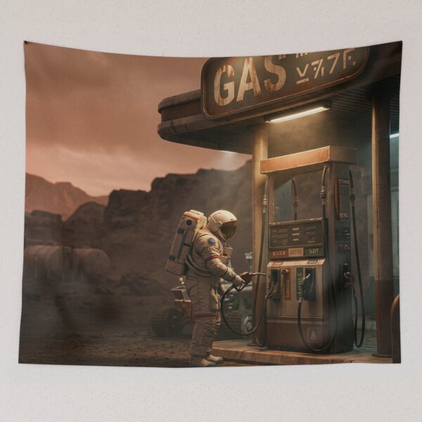 Item preview, Martian gas station: an astronaut refueling his rover on Mars designed and sold by Archive Studio.