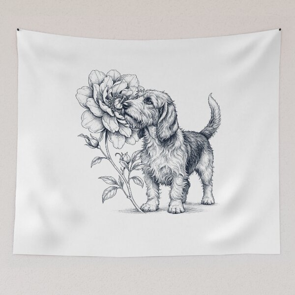 Aperçu de l'œuvre Petit Basset Griffon Vendéen Smell Flower Dog Lover créée et vendue par dian-rody-crest.