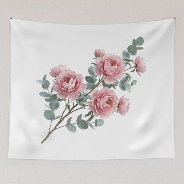 Item preview, Romantic 3D Blush Pink Peony and Eucalyptus Branch designed and sold by meghnad.