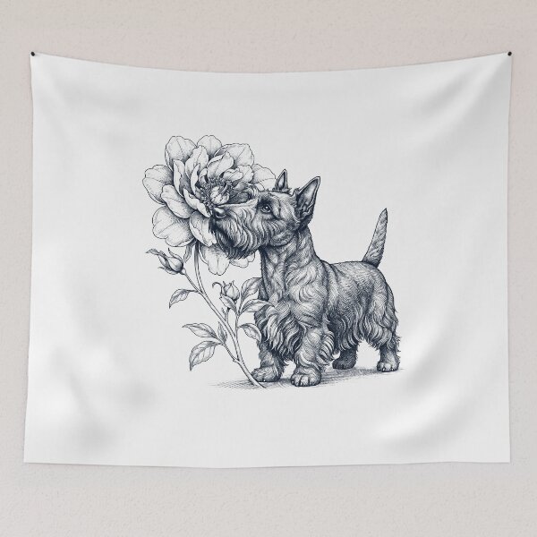 Item preview, Scottish Terrier Smell Flower Dog Lover designed and sold by dian-rody-crest.