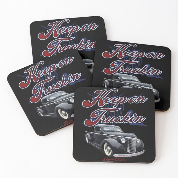 Item preview, 1940 Chopped Truck Keep On Truckin with text - Lowrider, Kustom, Hot Rod, Muscle Car designed and sold by Elegant Customs.