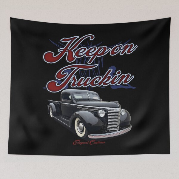 Item preview, 1940 Chopped Truck Keep On Truckin with text - Lowrider, Kustom, Hot Rod, Muscle Car designed and sold by Elegant Customs.