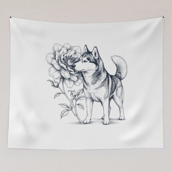 Item preview, Siberian Husky Smell Flower Dog Lover designed and sold by dian-rody-crest.