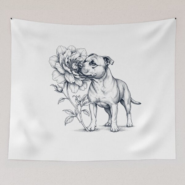 Item preview, Staffordshire Bull Terrier Smell Flower Dog Lover designed and sold by dian-rody-crest.