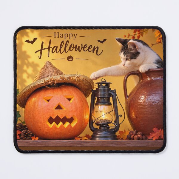 Item preview, Cozy Halloween Cat and Pumpkin designed and sold by DansCreations42.