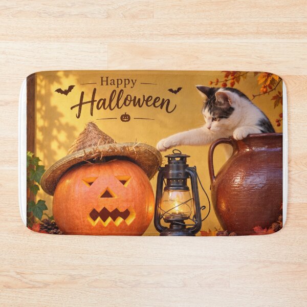 Item preview, Cozy Halloween Cat and Pumpkin designed and sold by DansCreations42.