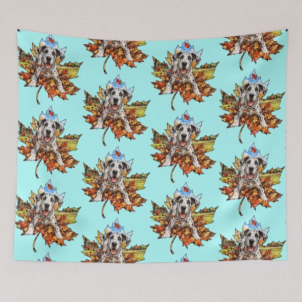Item preview, Fall Great Dane Dog Playing In Autumn Leaves designed and sold by Lion and Lamb Design.