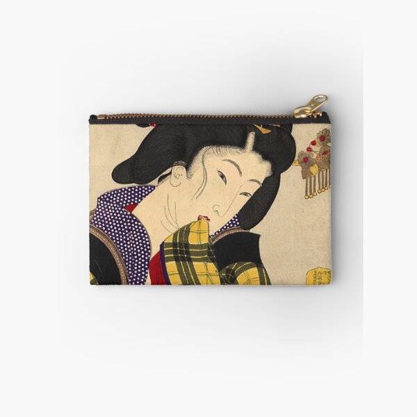 Item preview, Pensive Geisha in Plaid Kimono - Vintage Japanese Woodblock Print designed and sold by vekotpu.