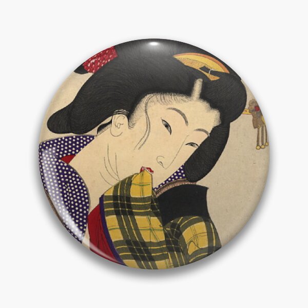 Item preview, Pensive Geisha in Plaid Kimono - Vintage Japanese Woodblock Print designed and sold by vekotpu.