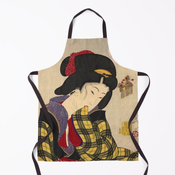 Item preview, Pensive Geisha in Plaid Kimono - Vintage Japanese Woodblock Print designed and sold by vekotpu.
