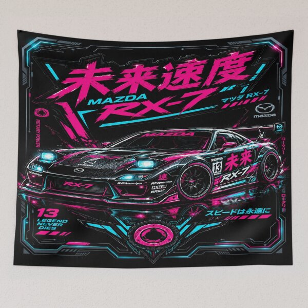 Item preview, Cyberpunk Mazda RX-7 – Mirai Speed Neon JDM Racing designed and sold by JMAVILA ART.