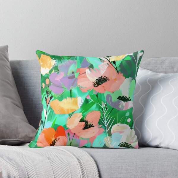 Item preview, Pastel Peach And Yellow Abstract Floral On Green designed and sold by DEC02.