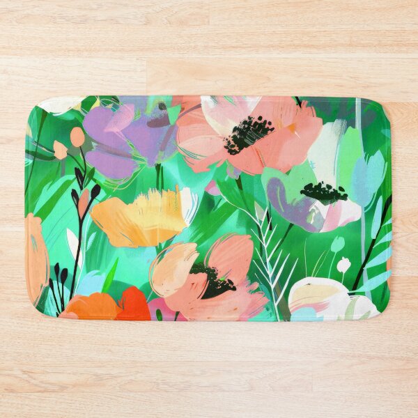 Item preview, Pastel Peach And Yellow Abstract Floral On Green designed and sold by DEC02.