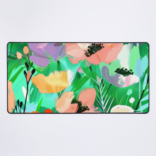 Item preview, Pastel Peach And Yellow Abstract Floral On Green designed and sold by DEC02.