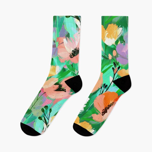 Item preview, Pastel Peach And Yellow Abstract Floral On Green designed and sold by DEC02.