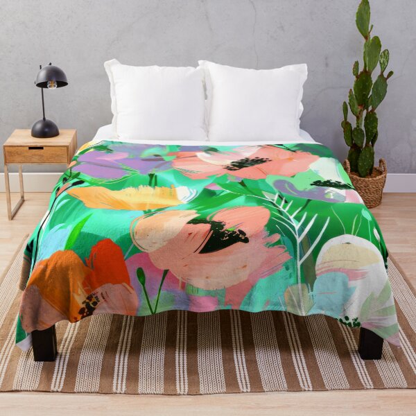 Item preview, Pastel Peach And Yellow Abstract Floral On Green designed and sold by DEC02.